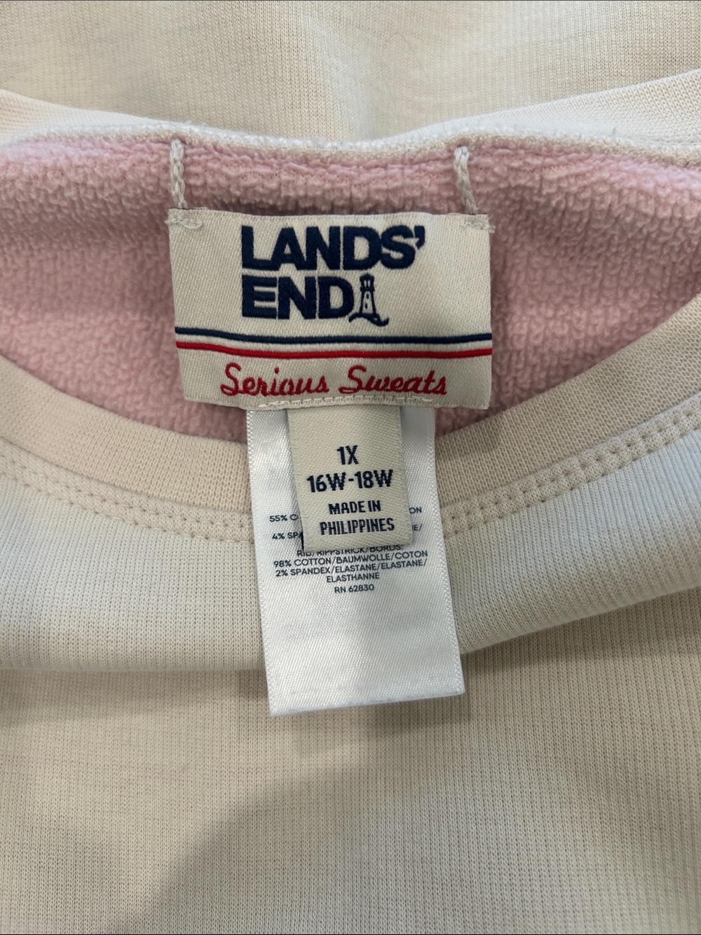 Lands' End Oversized Crewneck Sweatshirt in Light Beige - Picture 3 of 3